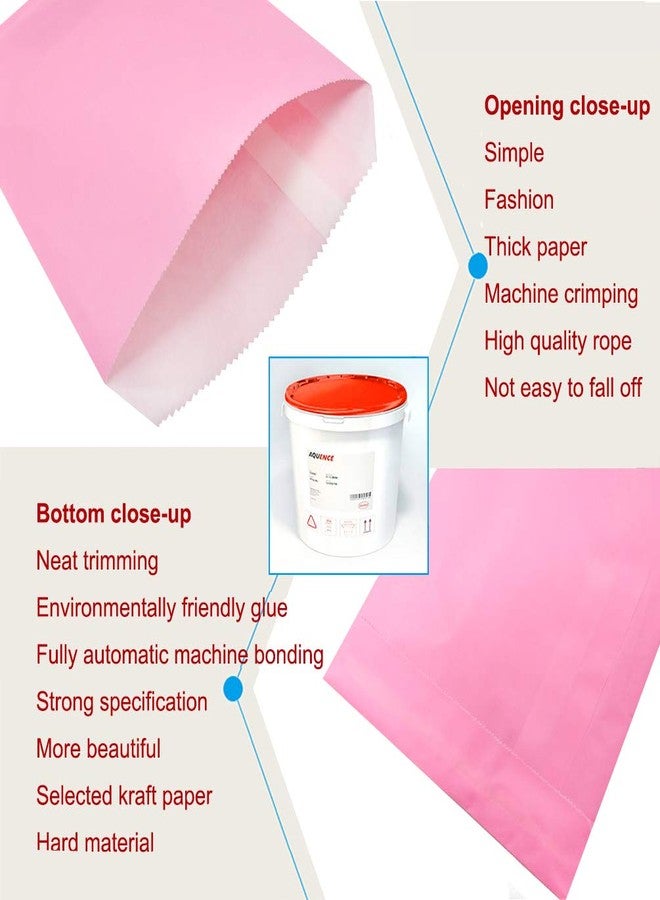 AZOWA 100 CT Small Paper Treat Sacks Pink 5 x 7 Inches Candy Buffet Bags for Party - Image 3